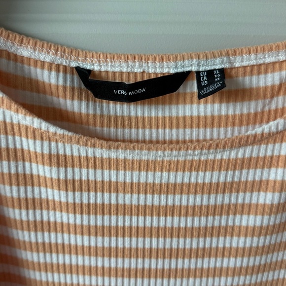 Vero Moda VMARIA Nordstrom Balloon Sleeve Mini Dress Orange and White stripes XL - Picture 3 of 5